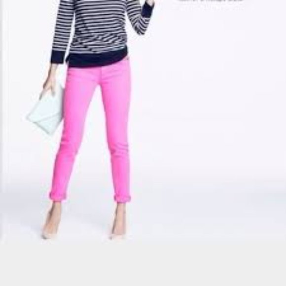 J. Crew Neon Pink Toothpick Ankle Jeans